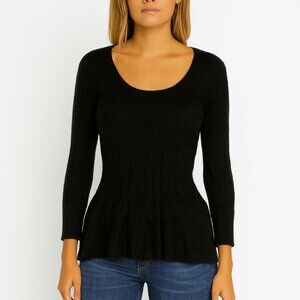 Autumn Cashmere Scoop Neck Cable Sweater In Black, XS